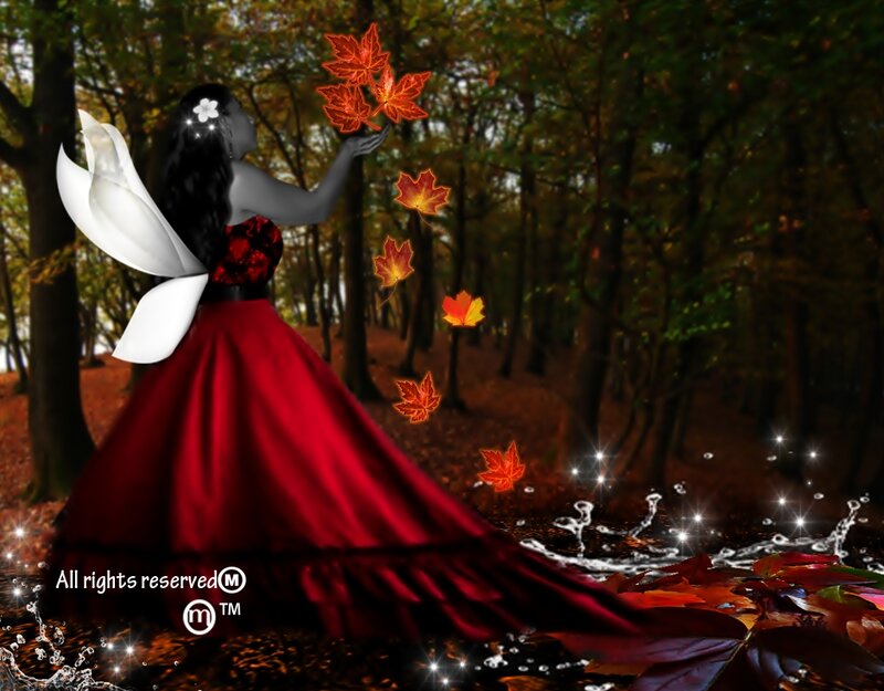 Woman with Wings in Forest — Red, Magical