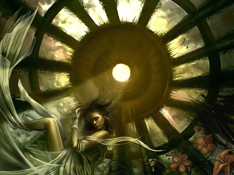 Woman with Wings in Tunnel