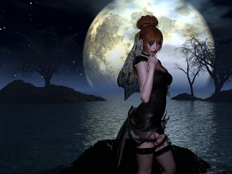 Woman with Wings on Rock — Black