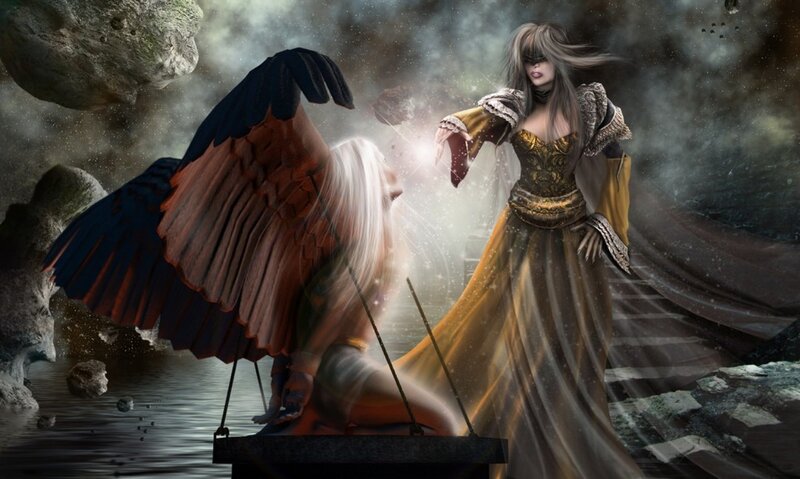 Woman with Wings on Swing