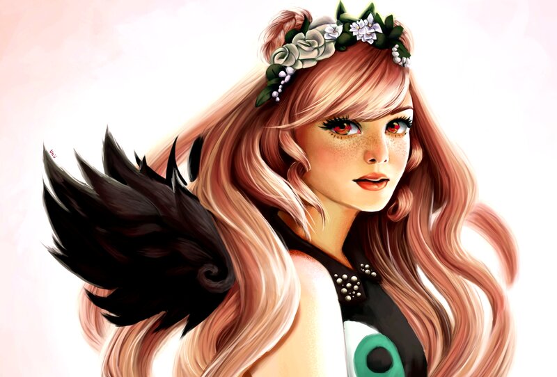 Woman with Wings — Pink, Serene