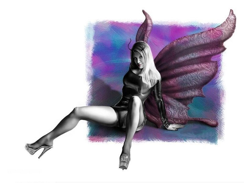 Woman with Wings — Purple, Dramatic