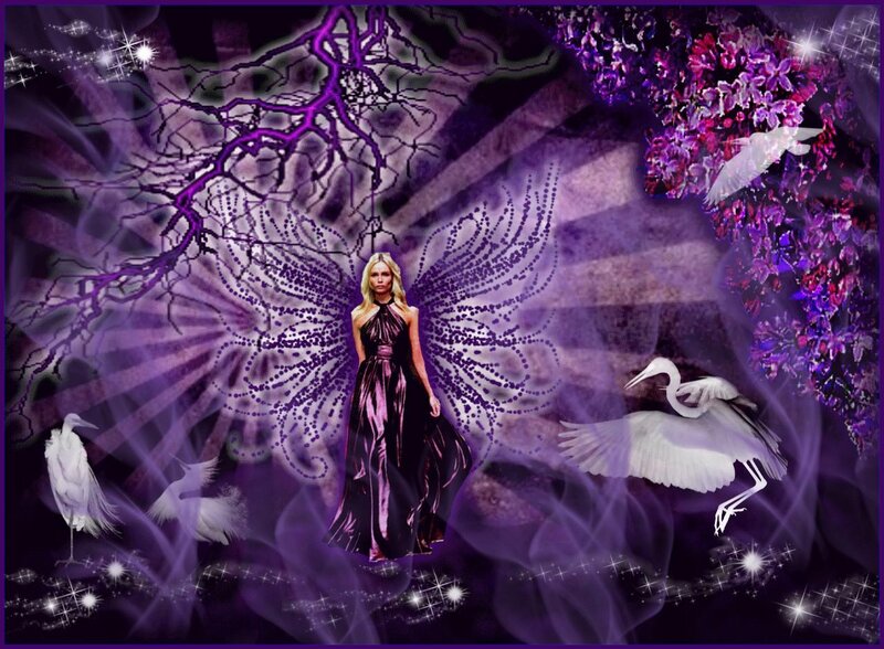 Woman with Wings — Purple, Fantastical