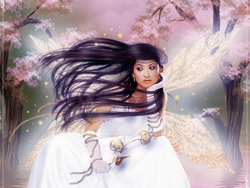 Woman with Wings — White, Serene, Spring