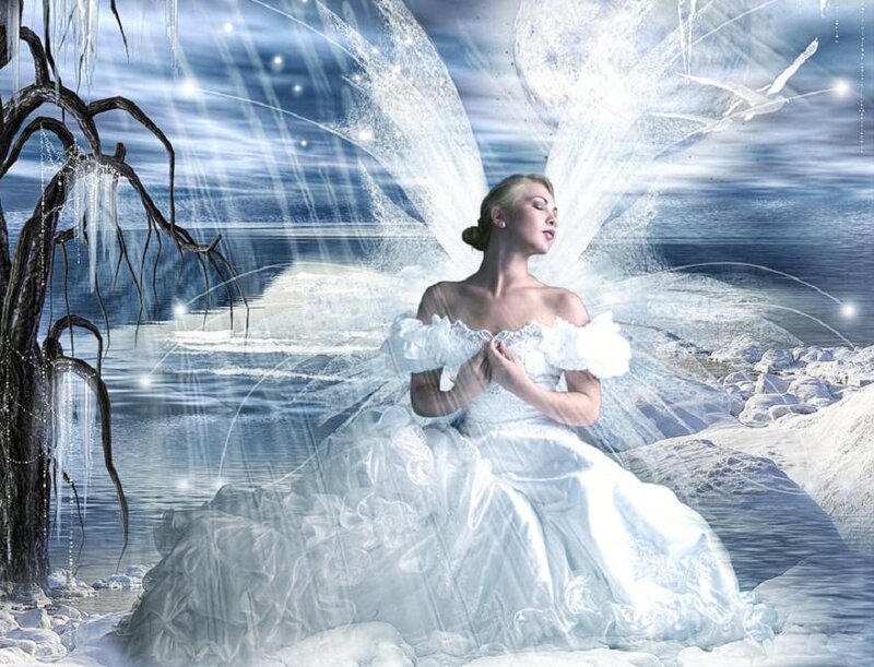 Woman with Wings — White, Serene