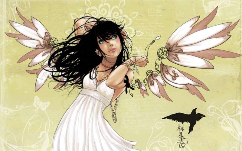 Woman with Wings — White