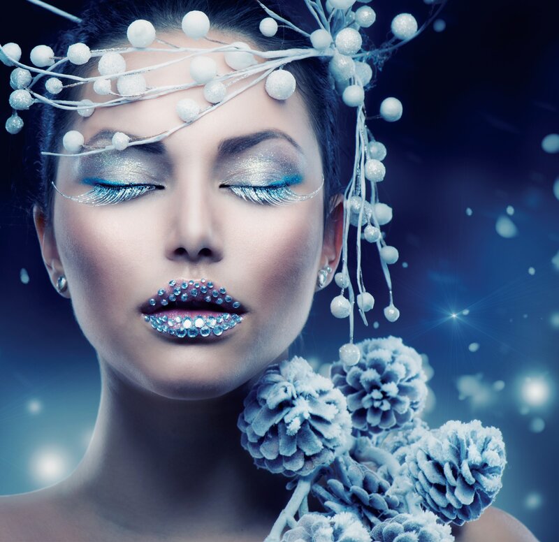 Woman with Winter Makeup — Blue