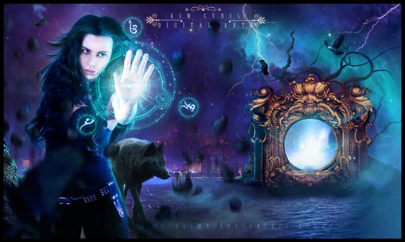 Woman with Wolf and Portal