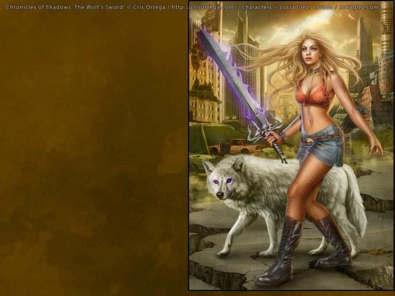 Woman with Wolf and Sword — Gold
