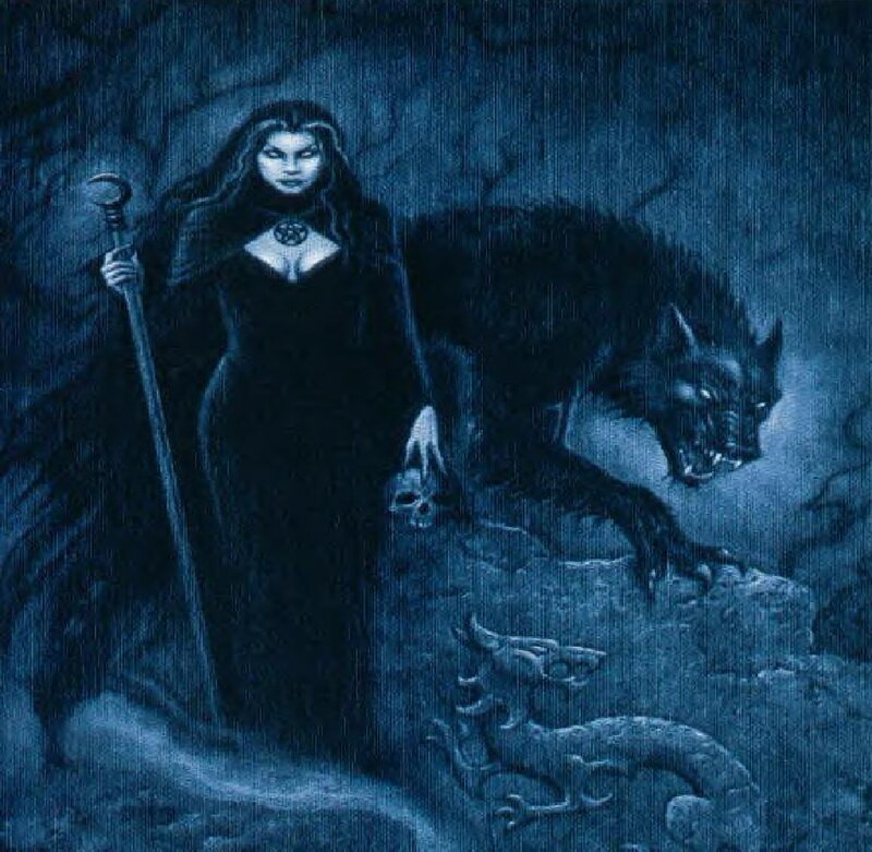 Woman with Wolf — Blue, Dark