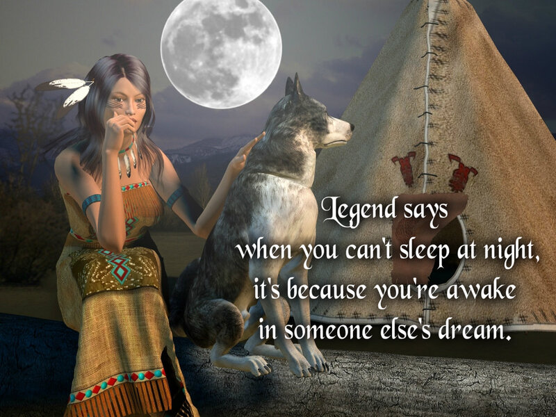 Woman with Wolf — Brown, Serene, Night, 3d Render