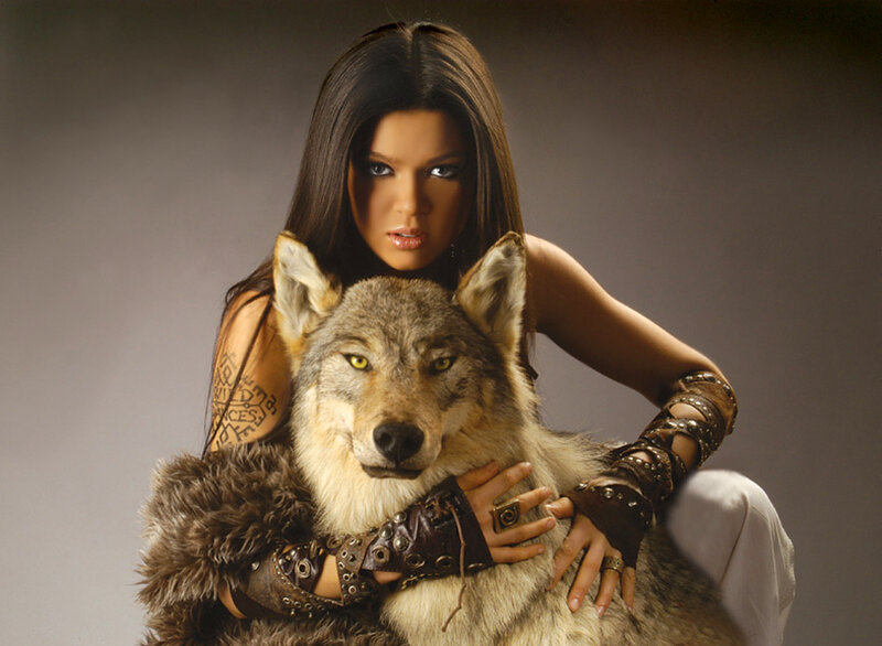 Woman with Wolf — Brown