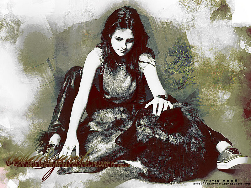 woman with wolf companion