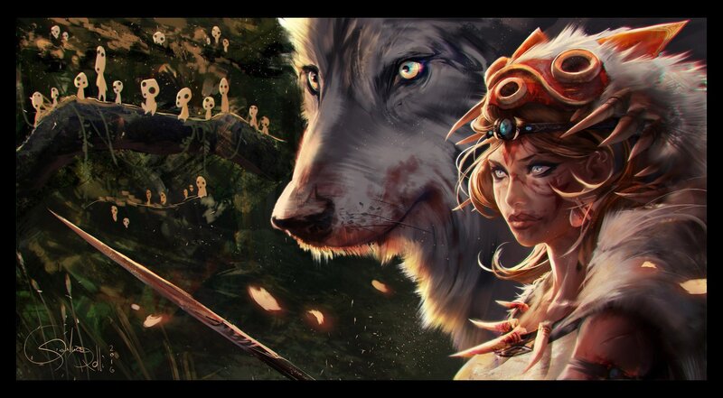 Woman with Wolf Companion — Brown