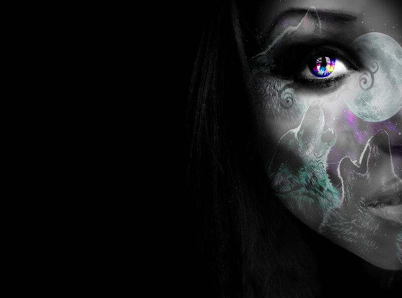 Woman with Wolf Face Art