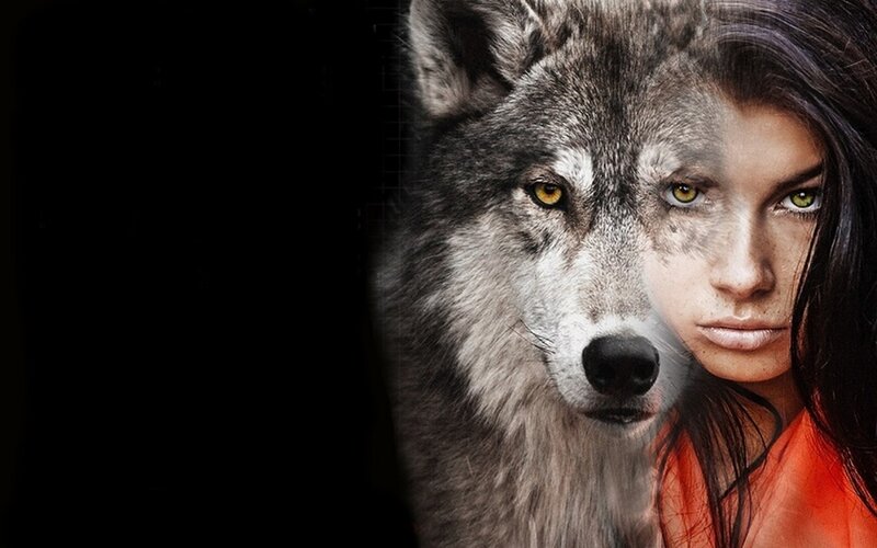 Woman with Wolf Face — Gray