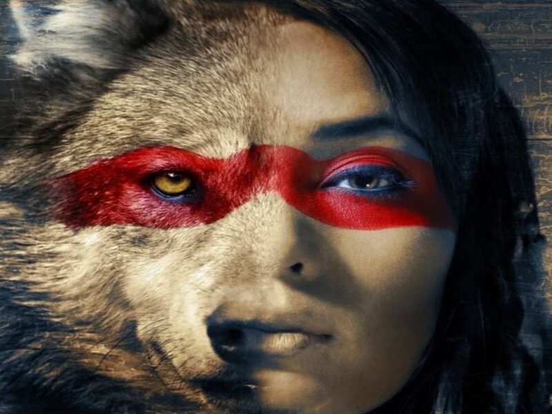 Woman with Wolf Face — Red, Dramatic