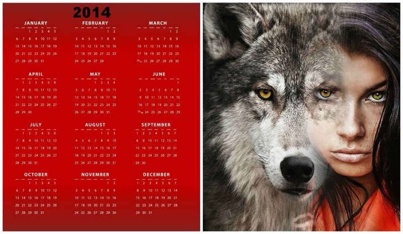 Woman with Wolf Face — Red