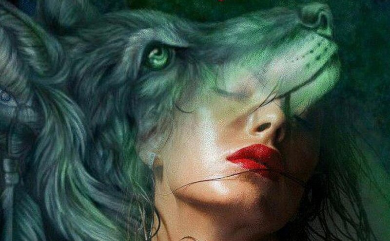 Woman with Wolf Head — Green