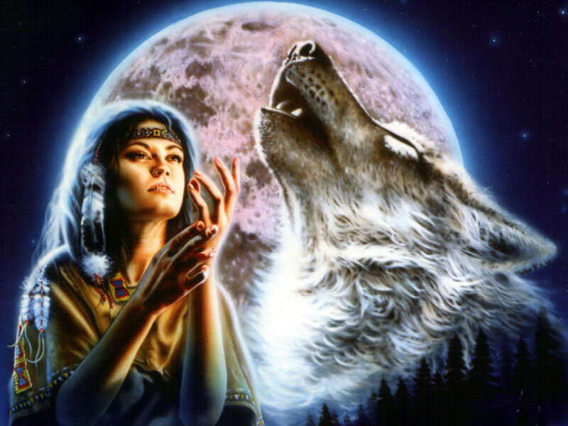 Woman with Wolf Howling