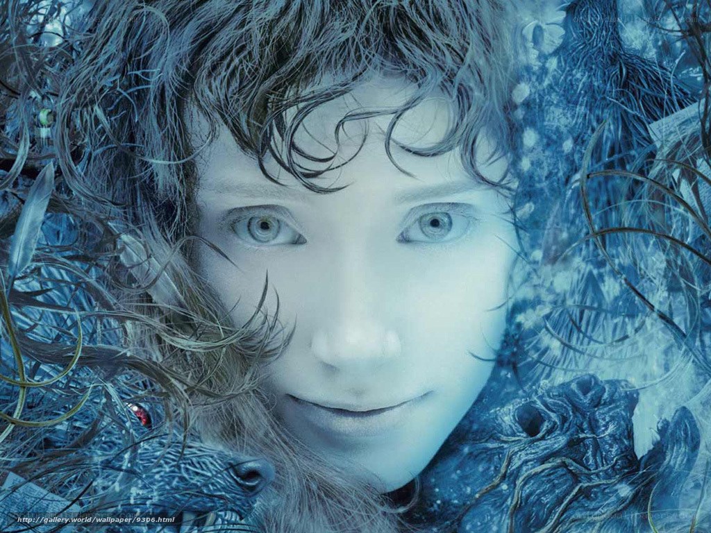 woman with wolf in blue tones