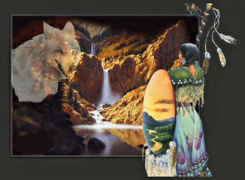 Woman with Wolf in Canyon