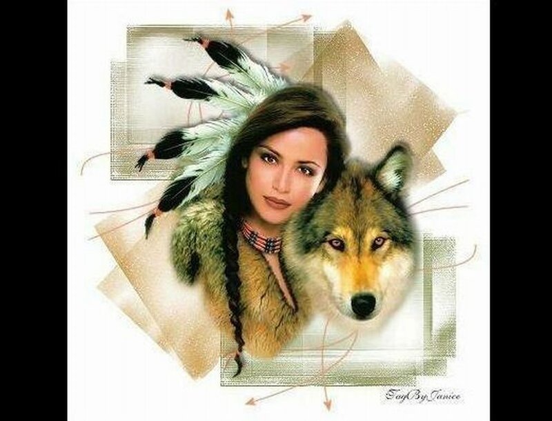 Woman with Wolf — White, Serene