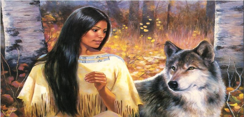 Woman with Wolf — Yellow