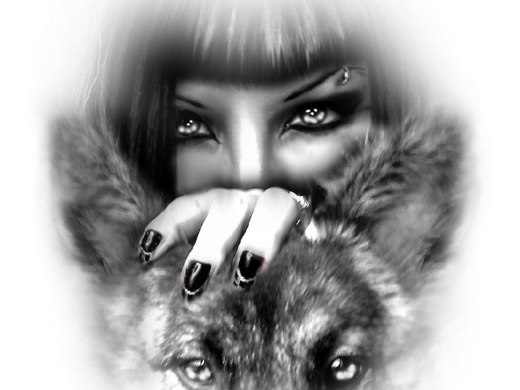 woman with wolf