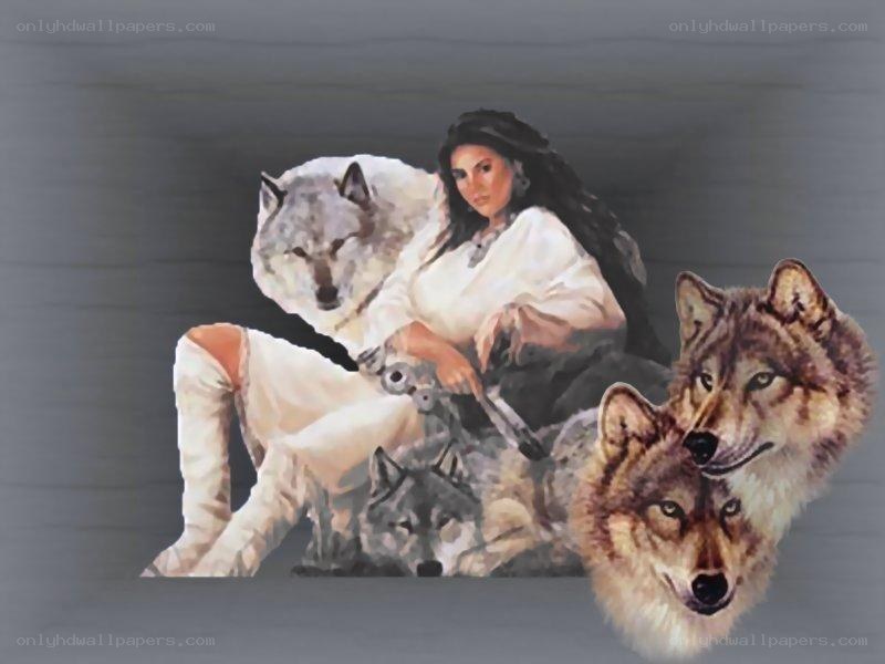woman with wolves artwork