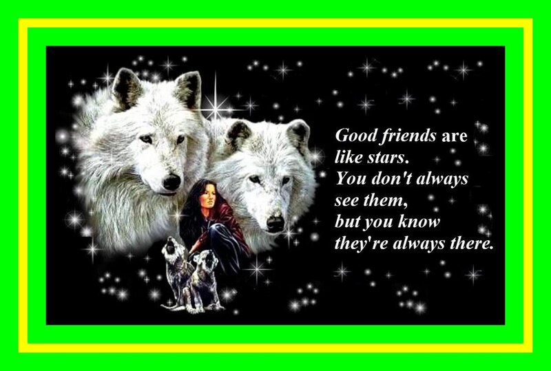Woman with Wolves — Black, Serene