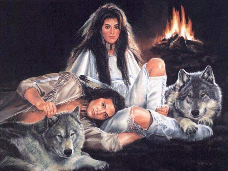 Woman with Wolves — Black