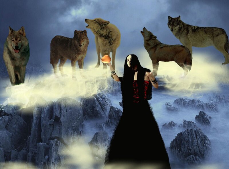 Woman with Wolves