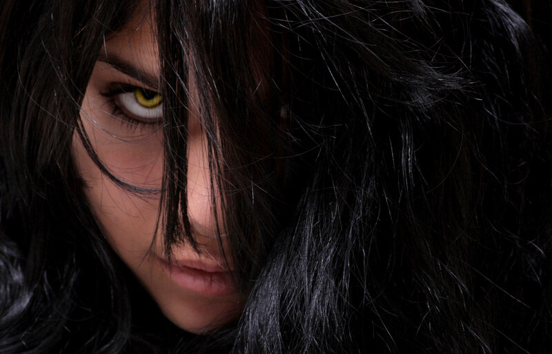 woman with yellow eyes