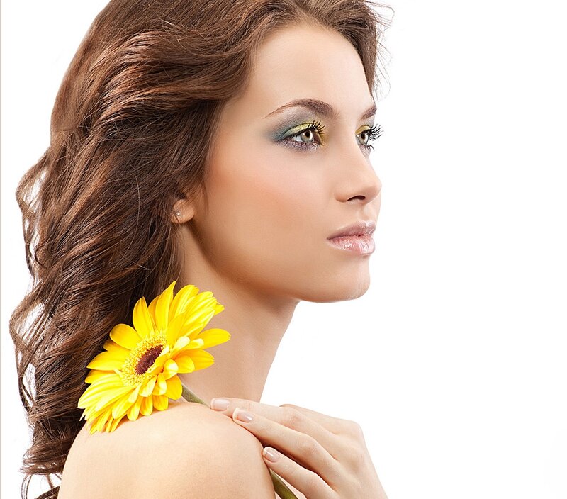 Woman with Yellow Flower — Serene, Photograph, Makeup