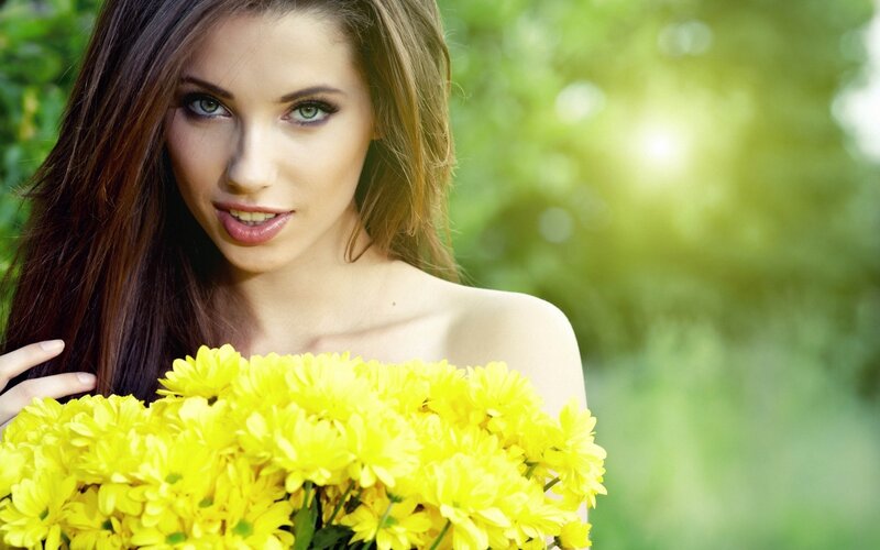 woman with yellow flowers
