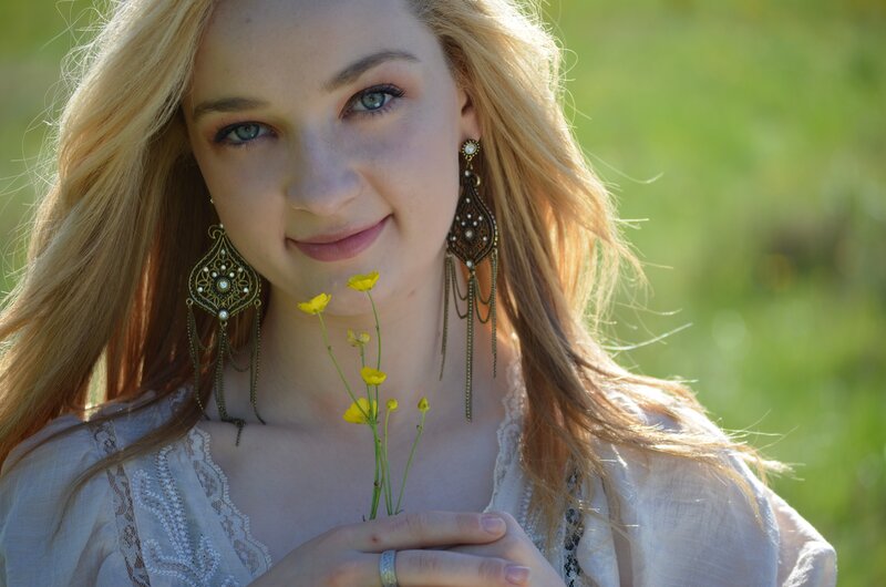 woman with yellow flowers