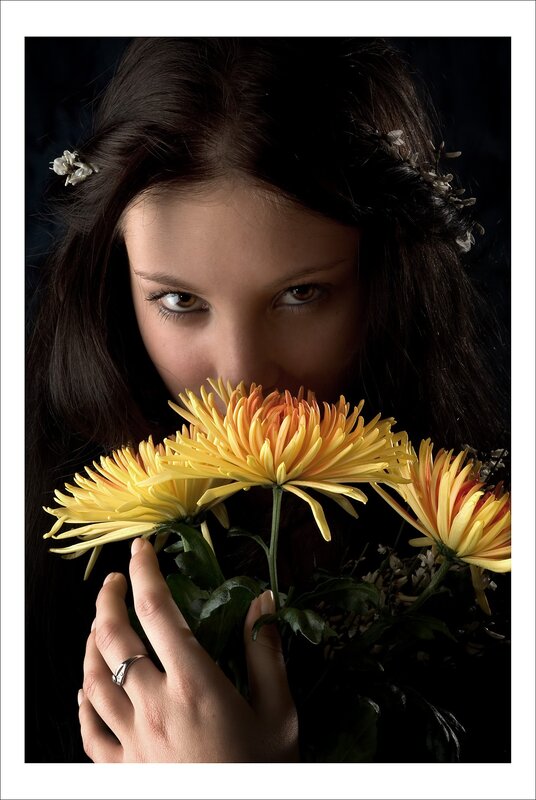 woman with yellow flowers