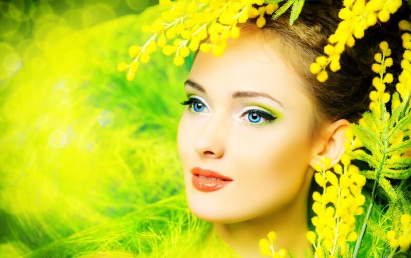Woman with Yellow Flowers — Serene, Spring
