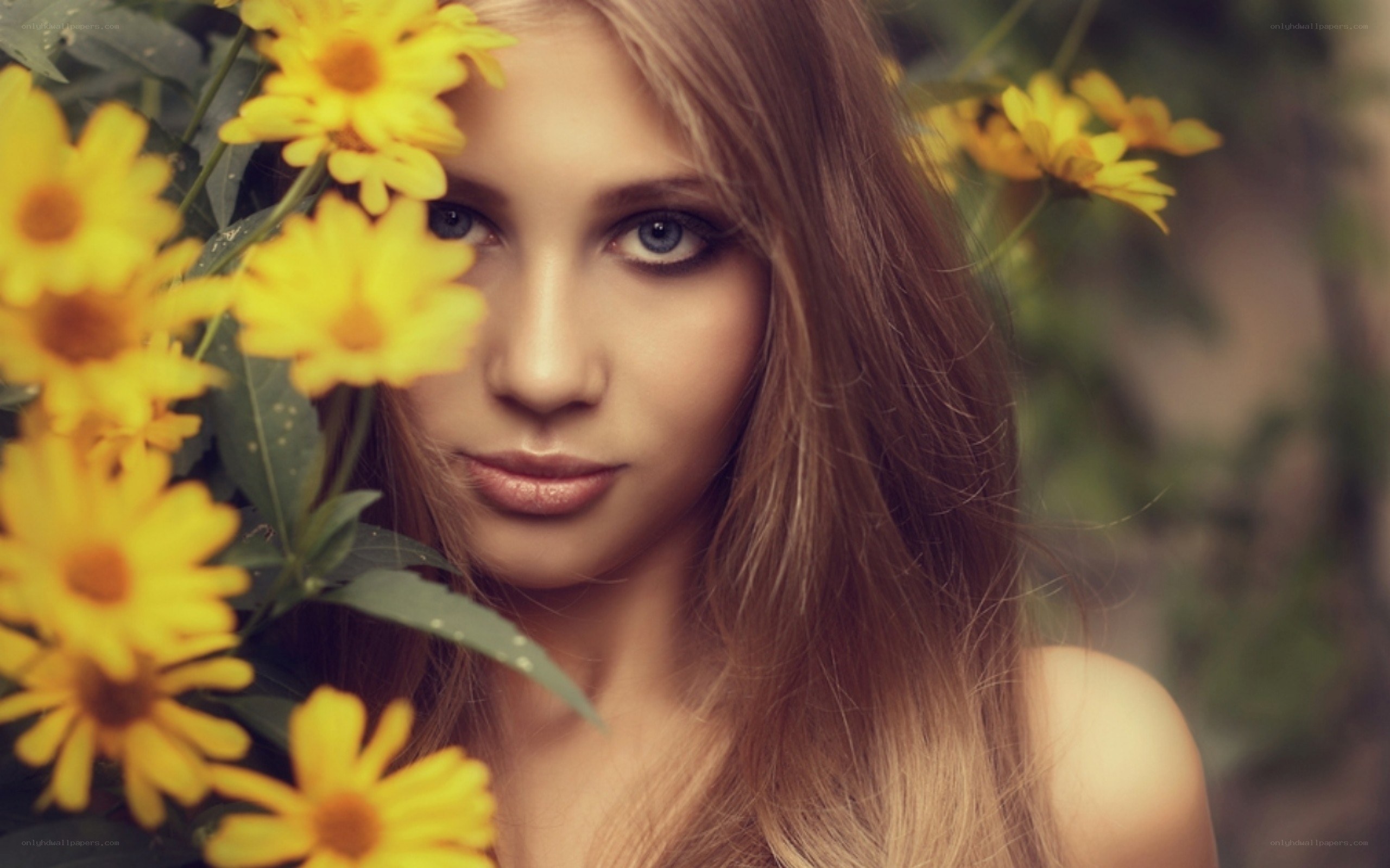woman with yellow flowers