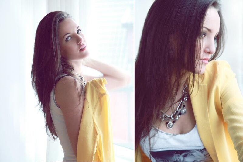 Woman with Yellow Jacket — Contemplative