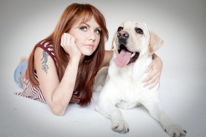 Woman with Yellow Lab