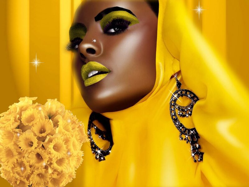 Woman with Yellow Makeup — Dramatic, Digital Art