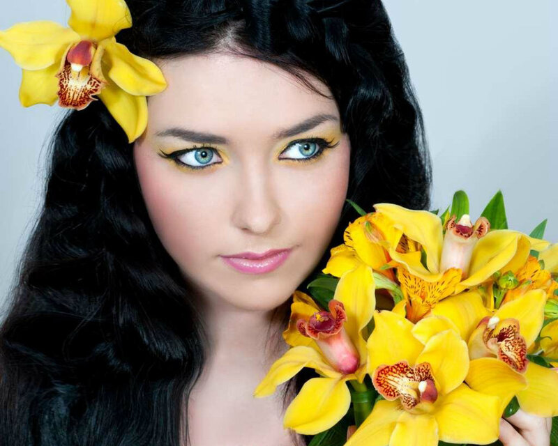 Woman with Yellow Orchids