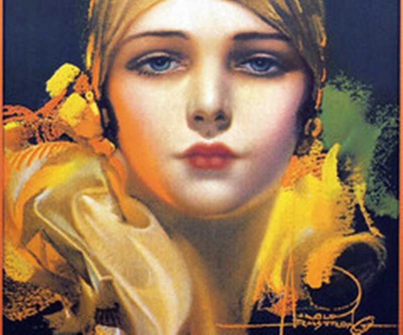 Woman with Yellow Scarf — Dramatic, Illustration