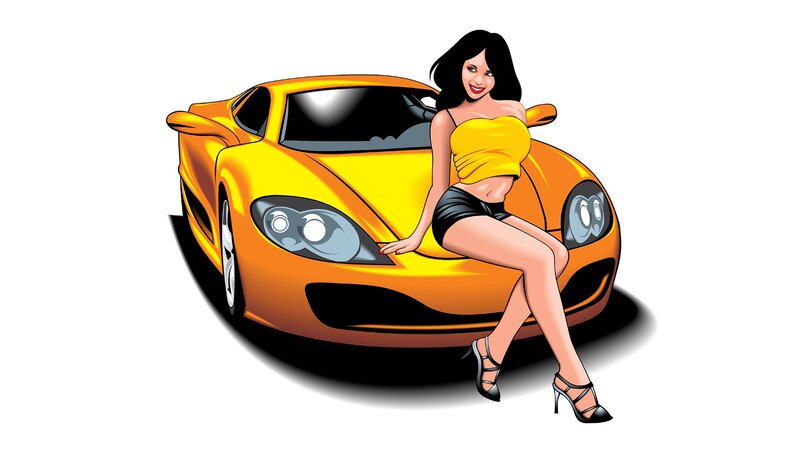 woman with yellow sports car