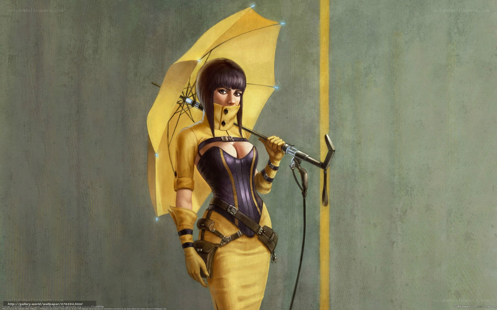 woman with yellow umbrella