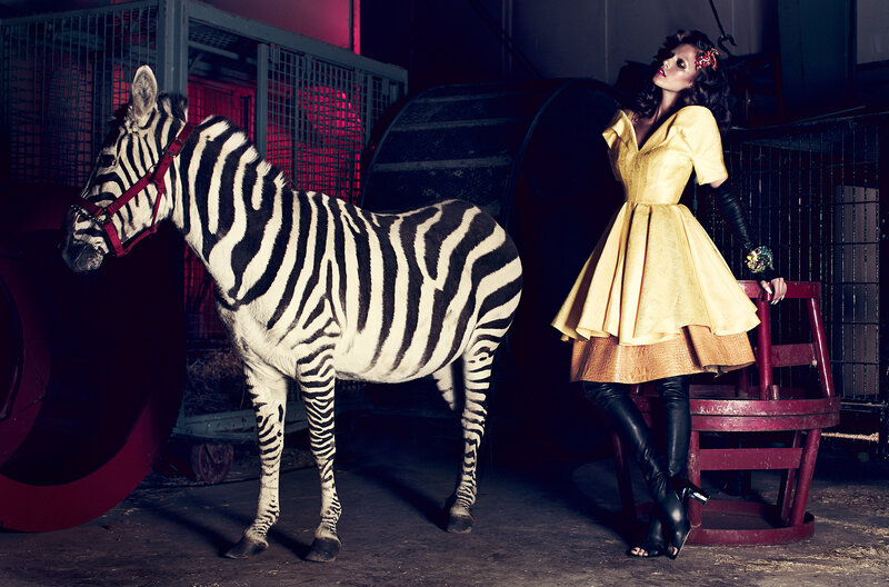 Woman with Zebra