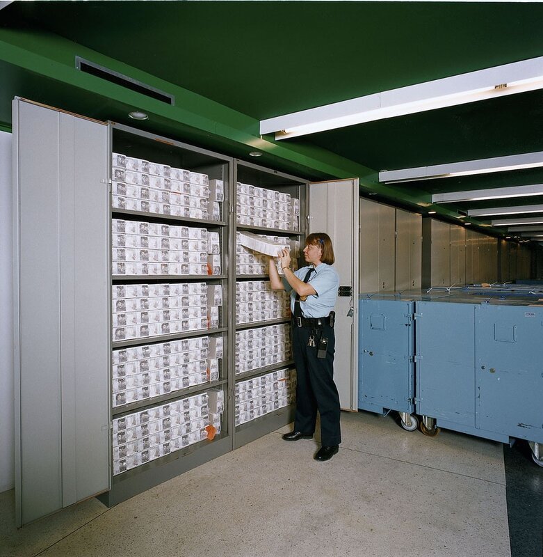 Woman working in archive room
