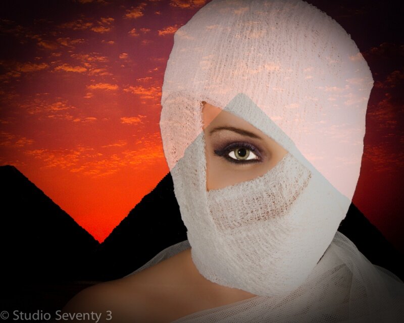 Woman Wrapped in Bandages — Red
